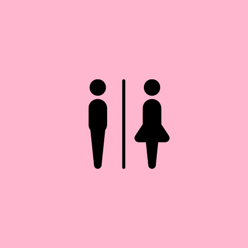A door sign for gender-neutral toilets representing gender equality