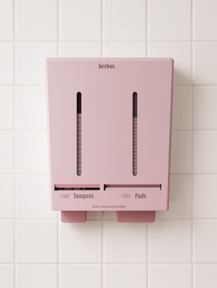 Menstruatie uitgiftepunt (MUP) school toilet Herbox.
